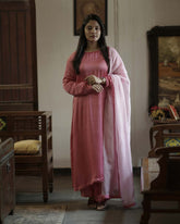Pink Modal Satin Hand Embroidered Kurta Set