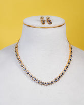Gold-Plated Ruby Marquise & CZ Floral Cluster Necklace