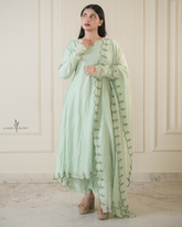 mint green mul chanderi anarkali