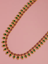 Green Stoned Long Haaram Necklace