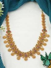 Traditional Antique Finish Temple Necklace with Coin Motifs & Intricate Craftsmanship(N-455)