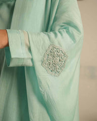 Pastel blue hand embroidered Anarkali suit set