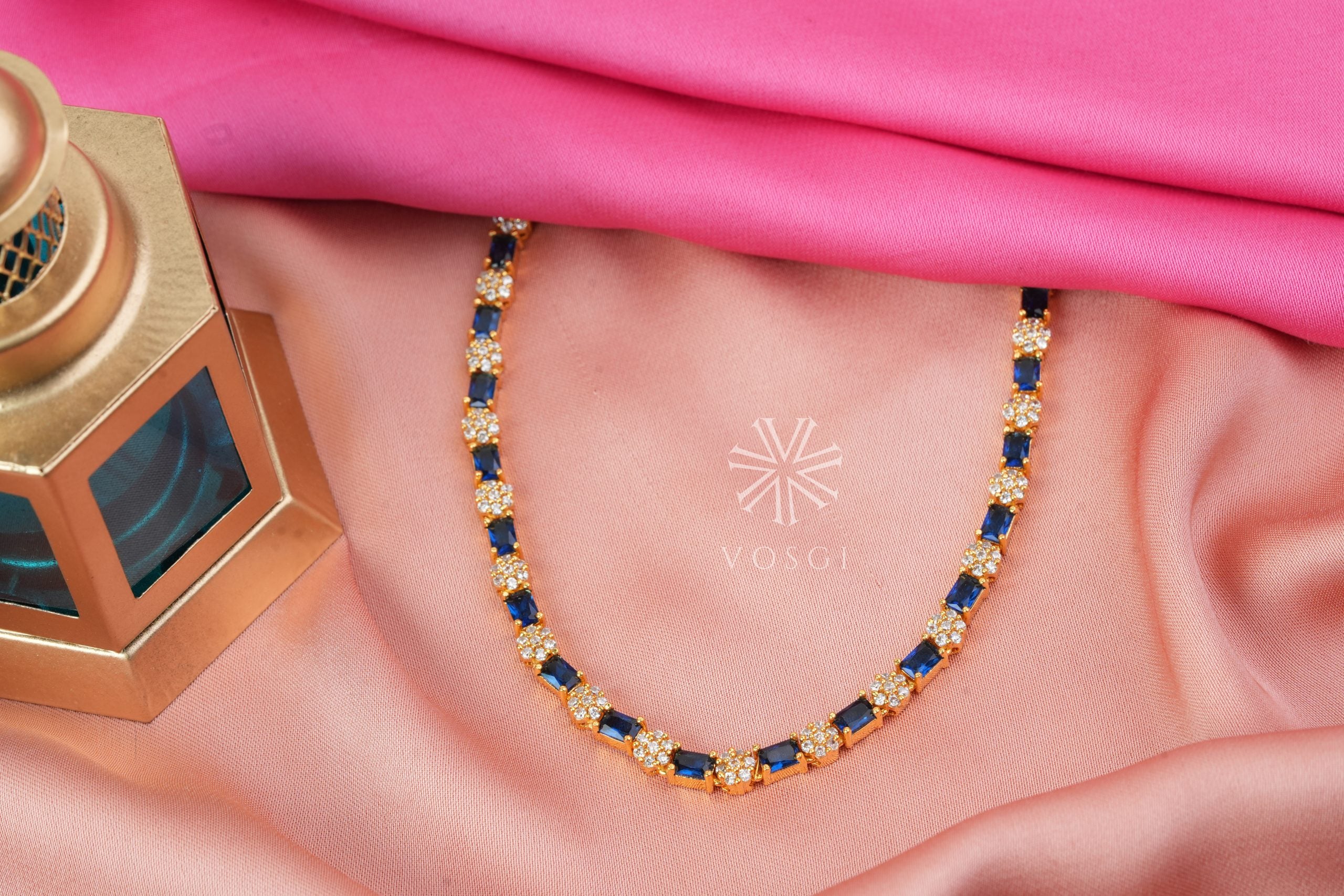 simple blue and white stone necklace