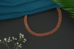 gold & red toned necklace set