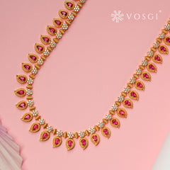 Green Stoned Long Haaram Necklace