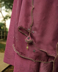 Purple hand embroidered kurta set