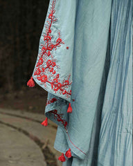 Pale blue hand embroidered Anarkali set