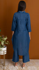 Prussian Blue Linen Co-ords Set