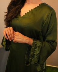 Olive Green Kashida Hand Embroidered Kurta Set