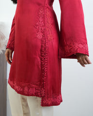 Red Kashida Hand Embroidered Kurta Set