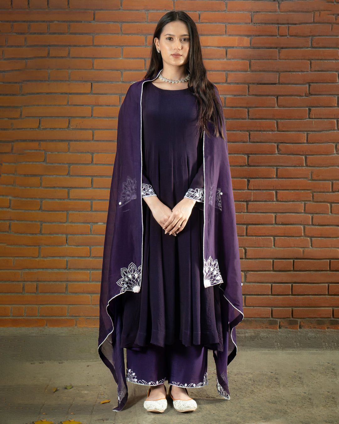Purple Viscose Rayon Pant Anarkali main image 1