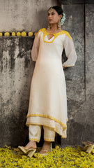 Elegant Ivory Organza Kurta Set