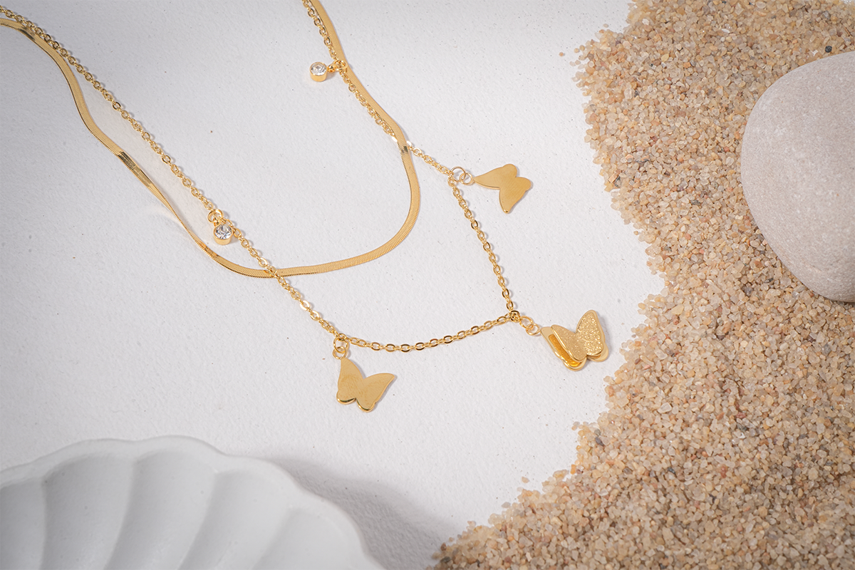 Butterfly Charm Layered Necklace