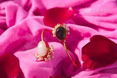 Pearl Bloom Dual Stone Cuff Bracelet