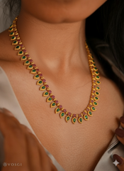 Green Stoned Long Haaram Necklace