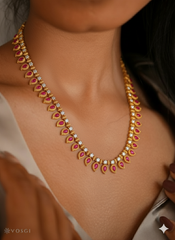 Green Stoned Long Haaram Necklace
