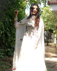 Off-White Hand Embroidered Anarkali Set