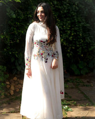 Off-White Hand Embroidered Anarkali Set