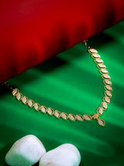 Gold-Plated CZ Leaf Cascade Necklace