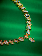 Gold-Plated CZ Leaf Cascade Necklace