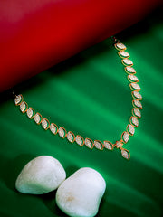 Gold-Plated CZ Leaf Cascade Necklace