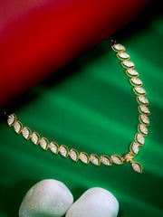 Gold-Plated CZ Leaf Cascade Necklace