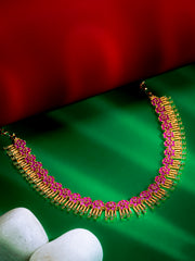 Gold-Plated Floral CZ Choker Necklace with Radiant Fringe Detailing