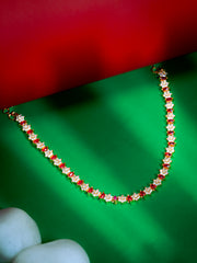 Gold-Plated Ruby Marquise & CZ Floral Cluster Necklace