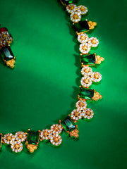 Gold Plated Floral Gemstone Choker  (N-403)