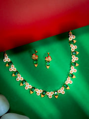 Gold Plated Floral Gemstone Choker  (N-403)