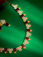 Gold Plated Floral Gemstone Choker  (N-403)