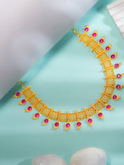 Traditional Gold plated Stone Necklace(N-458)