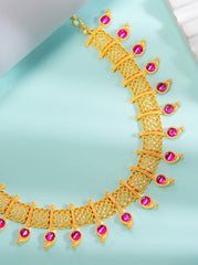 Traditional Gold plated Stone Necklace(N-458)