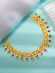 Traditional Gold plated Stone Necklace(N-458)