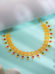 Traditional Gold plated Stone Necklace(N-458)