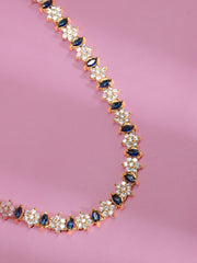 Gold-Plated Ruby Marquise & CZ Floral Cluster Necklace