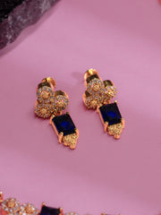 Gold Plated Floral Gemstone Choker  (N-403)