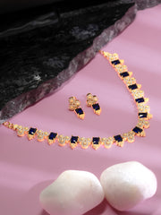 Gold Plated Floral Gemstone Choker  (N-403)