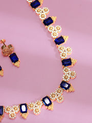 Gold Plated Floral Gemstone Choker  (N-403)