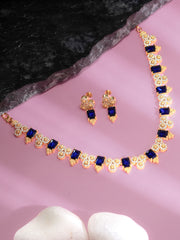Gold Plated Floral Gemstone Choker  (N-403)