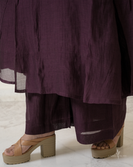 wine  Mul Chanderi Co-ord Set