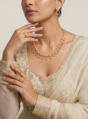 Traditional Antique Finish Floral Loop Necklace – Elegant Daily & Festive Wear