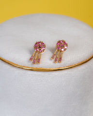 Gold-Plated Floral CZ Choker Necklace with Radiant Fringe Detailing