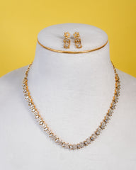 Gold-Plated Ruby Marquise & CZ Floral Cluster Necklace