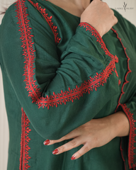 bottle green mul chanderi kurta set
