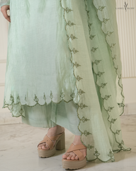 mint green mul chanderi anarkali