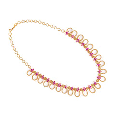 Traditional Antique Finish Floral Loop Necklace – Elegant Daily & Festive Wear