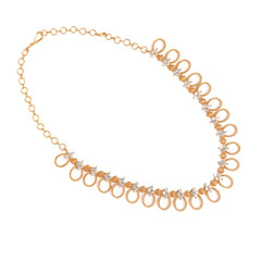 Traditional Antique Finish Floral Loop Necklace – Elegant Daily & Festive Wear