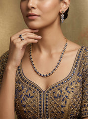 Gold-Plated Ruby Marquise & CZ Floral Cluster Necklace