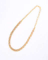 Gold-Plated Ruby Marquise & CZ Floral Cluster Necklace